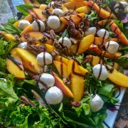 Platter of stone fruit salad with balsamic